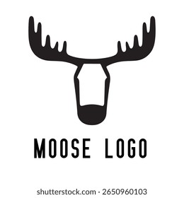 Minimal Moose Logo – Vector Silhouette Design of Majestic Moose with Antlers, Perfect for Outdoor Brands, Wilderness Adventure, Hunting Gear, Nature Icons, Rustic Logos, and Wildlife Themes