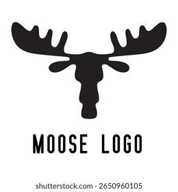 Logotipo de Alce Mínimo - Design de Silhueta Vetor de Alce Majestic com Antlers, Perfeito para Marcas ao Ar Livre, Aventura Wilderness, Artes de Caça, Ícones da Natureza, Logotipos Rústicos e Temas da Vida Selvagem