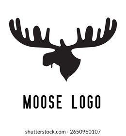 Minimal Moose Logo – Vector Silhouette Design of Majestic Moose with Antlers, Perfect for Outdoor Brands, Wilderness Adventure, Hunting Gear, Nature Icons, Rustic Logos, and Wildlife Themes