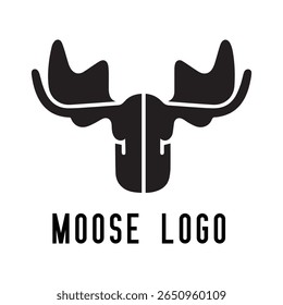 Minimal Moose Logo – Vector Silhouette Design of Majestic Moose with Antlers, Perfect for Outdoor Brands, Wilderness Adventure, Hunting Gear, Nature Icons, Rustic Logos, and Wildlife Themes