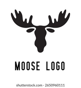 Minimal Moose Logo – Vector Silhouette Design of Majestic Moose with Antlers, Perfect for Outdoor Brands, Wilderness Adventure, Hunting Gear, Nature Icons, Rustic Logos, and Wildlife Themes
