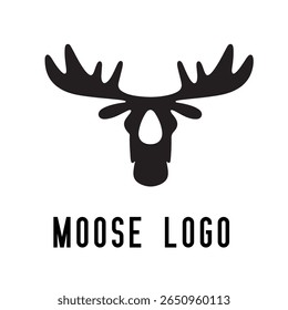 Minimal Moose Logo – Vector Silhouette Design of Majestic Moose with Antlers, Perfect for Outdoor Brands, Wilderness Adventure, Hunting Gear, Nature Icons, Rustic Logos, and Wildlife Themes