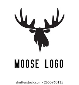 Minimal Moose Logo – Vector Silhouette Design of Majestic Moose with Antlers, Perfect for Outdoor Brands, Wilderness Adventure, Hunting Gear, Nature Icons, Rustic Logos, and Wildlife Themes
