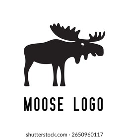 Minimal Moose Logo – Vector Silhouette Design of Majestic Moose with Antlers, Perfect for Outdoor Brands, Wilderness Adventure, Hunting Gear, Nature Icons, Rustic Logos, and Wildlife Themes