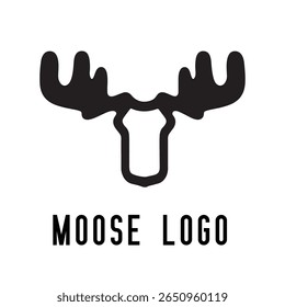 Logotipo de Alce Mínimo - Design de Silhueta Vetor de Alce Majestic com Antlers, Perfeito para Marcas ao Ar Livre, Aventura Wilderness, Artes de Caça, Ícones da Natureza, Logotipos Rústicos e Temas da Vida Selvagem