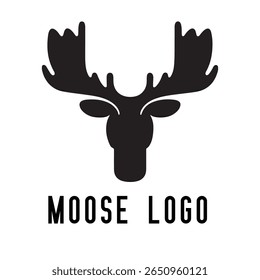 Minimal Moose Logo – Vector Silhouette Design of Majestic Moose with Antlers, Perfect for Outdoor Brands, Wilderness Adventure, Hunting Gear, Nature Icons, Rustic Logos, and Wildlife Themes