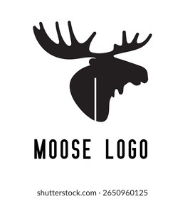 Logotipo de Alce Mínimo - Design de Silhueta Vetor de Alce Majestic com Antlers, Perfeito para Marcas ao Ar Livre, Aventura Wilderness, Artes de Caça, Ícones da Natureza, Logotipos Rústicos e Temas da Vida Selvagem