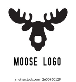 Minimal Moose Logo – Vector Silhouette Design of Majestic Moose with Antlers, Perfect for Outdoor Brands, Wilderness Adventure, Hunting Gear, Nature Icons, Rustic Logos, and Wildlife Themes