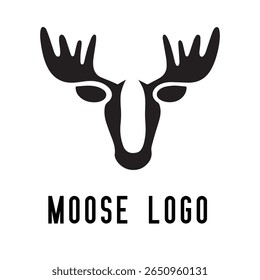 Minimal Moose Logo – Vector Silhouette Design of Majestic Moose with Antlers, Perfect for Outdoor Brands, Wilderness Adventure, Hunting Gear, Nature Icons, Rustic Logos, and Wildlife Themes