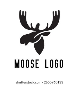 Logotipo de Alce Mínimo - Design de Silhueta Vetor de Alce Majestic com Antlers, Perfeito para Marcas ao Ar Livre, Aventura Wilderness, Artes de Caça, Ícones da Natureza, Logotipos Rústicos e Temas da Vida Selvagem
