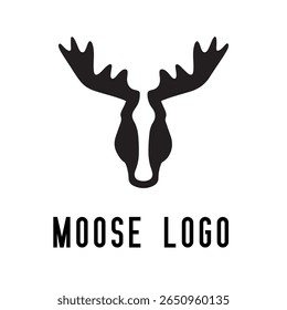 Minimal Moose Logo – Vector Silhouette Design of Majestic Moose with Antlers, Perfect for Outdoor Brands, Wilderness Adventure, Hunting Gear, Nature Icons, Rustic Logos, and Wildlife Themes