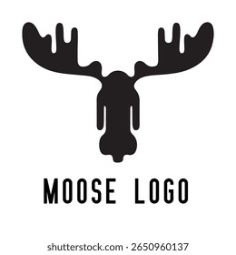 Minimal Moose Logo – Vector Silhouette Design of Majestic Moose with Antlers, Perfect for Outdoor Brands, Wilderness Adventure, Hunting Gear, Nature Icons, Rustic Logos, and Wildlife Themes