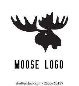 Logotipo de Alce Mínimo - Design de Silhueta Vetor de Alce Majestic com Antlers, Perfeito para Marcas ao Ar Livre, Aventura Wilderness, Artes de Caça, Ícones da Natureza, Logotipos Rústicos e Temas da Vida Selvagem