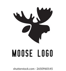 Minimal Moose Logo – Vector Silhouette Design of Majestic Moose with Antlers, Perfect for Outdoor Brands, Wilderness Adventure, Hunting Gear, Nature Icons, Rustic Logos, and Wildlife Themes