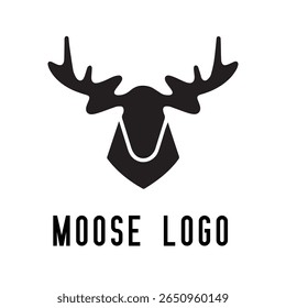 Logotipo de Alce Mínimo - Design de Silhueta Vetor de Alce Majestic com Antlers, Perfeito para Marcas ao Ar Livre, Aventura Wilderness, Artes de Caça, Ícones da Natureza, Logotipos Rústicos e Temas da Vida Selvagem