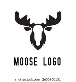 Minimal Moose Logo – Vector Silhouette Design of Majestic Moose with Antlers, Perfect for Outdoor Brands, Wilderness Adventure, Hunting Gear, Nature Icons, Rustic Logos, and Wildlife Themes