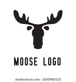 Minimal Moose Logo – Vector Silhouette Design of Majestic Moose with Antlers, Perfect for Outdoor Brands, Wilderness Adventure, Hunting Gear, Nature Icons, Rustic Logos, and Wildlife Themes