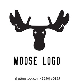 Minimal Moose Logo – Vector Silhouette Design of Majestic Moose with Antlers, Perfect for Outdoor Brands, Wilderness Adventure, Hunting Gear, Nature Icons, Rustic Logos, and Wildlife Themes