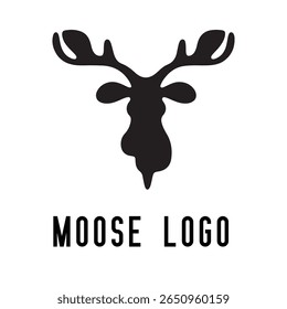 Minimal Moose Logo – Vector Silhouette Design of Majestic Moose with Antlers, Perfect for Outdoor Brands, Wilderness Adventure, Hunting Gear, Nature Icons, Rustic Logos, and Wildlife Themes