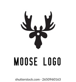 Minimal Moose Logo – Vector Silhouette Design of Majestic Moose with Antlers, Perfect for Outdoor Brands, Wilderness Adventure, Hunting Gear, Nature Icons, Rustic Logos, and Wildlife Themes