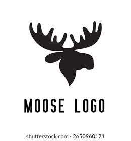 Minimal Moose Logo – Vector Silhouette Design of Majestic Moose with Antlers, Perfect for Outdoor Brands, Wilderness Adventure, Hunting Gear, Nature Icons, Rustic Logos, and Wildlife Themes
