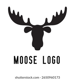 Minimal Moose Logo – Vector Silhouette Design of Majestic Moose with Antlers, Perfect for Outdoor Brands, Wilderness Adventure, Hunting Gear, Nature Icons, Rustic Logos, and Wildlife Themes