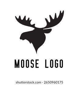 Logotipo de Alce Mínimo - Design de Silhueta Vetor de Alce Majestic com Antlers, Perfeito para Marcas ao Ar Livre, Aventura Wilderness, Artes de Caça, Ícones da Natureza, Logotipos Rústicos e Temas da Vida Selvagem