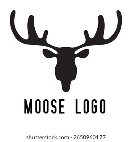 Minimal Moose Logo – Vector Silhouette Design of Majestic Moose with Antlers, Perfect for Outdoor Brands, Wilderness Adventure, Hunting Gear, Nature Icons, Rustic Logos, and Wildlife Themes