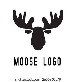 Minimal Moose Logo – Vector Silhouette Design of Majestic Moose with Antlers, Perfect for Outdoor Brands, Wilderness Adventure, Hunting Gear, Nature Icons, Rustic Logos, and Wildlife Themes