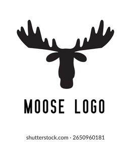 Logotipo de Alce Mínimo - Design de Silhueta Vetor de Alce Majestic com Antlers, Perfeito para Marcas ao Ar Livre, Aventura Wilderness, Artes de Caça, Ícones da Natureza, Logotipos Rústicos e Temas da Vida Selvagem