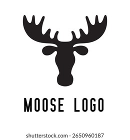 Minimal Moose Logo – Vector Silhouette Design of Majestic Moose with Antlers, Perfect for Outdoor Brands, Wilderness Adventure, Hunting Gear, Nature Icons, Rustic Logos, and Wildlife Themes