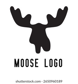 Minimal Moose Logo – Vector Silhouette Design of Majestic Moose with Antlers, Perfect for Outdoor Brands, Wilderness Adventure, Hunting Gear, Nature Icons, Rustic Logos, and Wildlife Themes