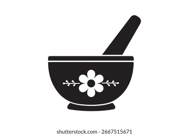  Minimal mortar and pestle icon.