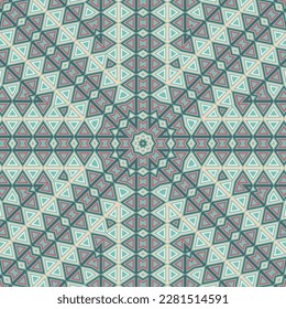 Minimal mosaic repeated ornament vector design. Tetro patchwork print. Colorful geometrical background. Azulejo traditional composition. Ornate floor tile sample.