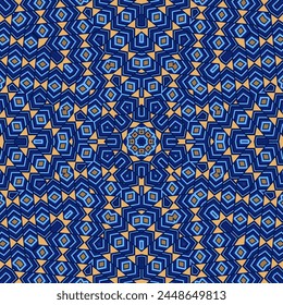 Minimal mosaic repeated pattern vector design. Exotic wallpaper motif. Mix geometrical background. Islamic folk design. Tiled shapes geometry.