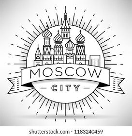 Minimal Moscow City Linear Skyline with Typographic Design
