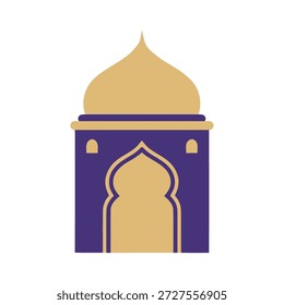 Icono de mezquita mínima con cúpula y arco, que representa la arquitectura islámica y la identidad religiosa