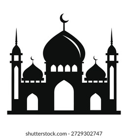 Minimal mosque outline vector with modern flat islamic architecture concept
