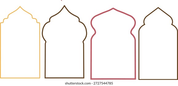 Esquema de marco islámico de forma de mezquita mínima sobre fondo blanco