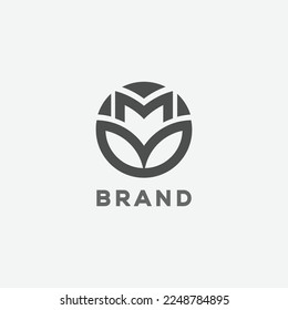 Plantilla mínima de diseño del logotipo de la línea de flores de montaña