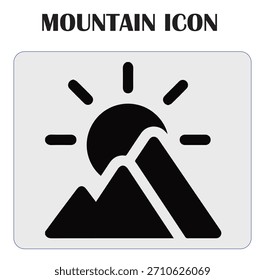 Minimal mountain icon vector illustration representing nature, adventure, outdoor travel, hiking, and landscape design elements.