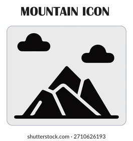 Minimale Bergsymbol-Vektorgrafik, die Natur, Abenteuer, Reisen im Freien, Wandern und Landschaftsdesign-Elemente darstellt.
