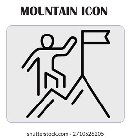 Minimal mountain icon vector illustration representing nature, adventure, outdoor travel, hiking, and landscape design elements.
