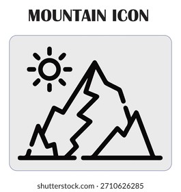 Minimal mountain icon vector illustration representing nature, adventure, outdoor travel, hiking, and landscape design elements.