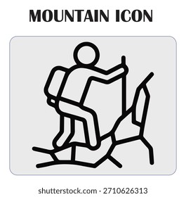 Ilustración vectorial de ícono de montaña mínima que representa la naturaleza, la aventura, los viajes al aire libre, el senderismo y los Elementos de diseño paisajísticos.