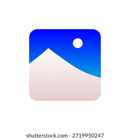 Icono de marcador de posición de Imagen de paisaje de montaña mínimo en estilo plano moderno.