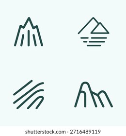 Minimal Mountain Line Icons Set 