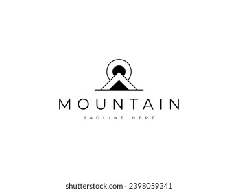 diseño de logotipo de línea de montaña mínima
