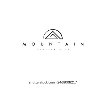 diseño de logotipo de línea de montaña minimalista