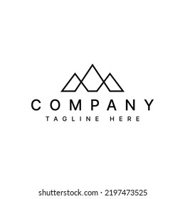 minimal mountain line vector logo design